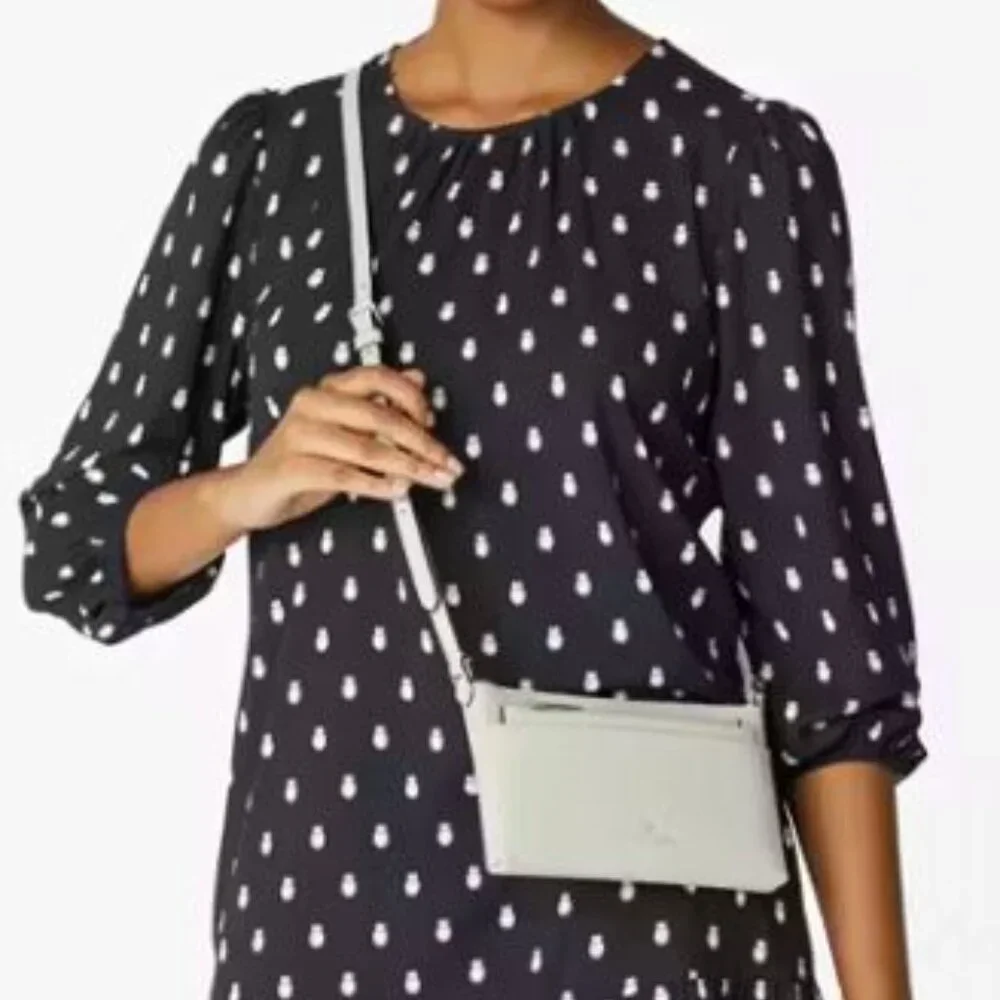 Kate Spade Sadie Crossbody Set Saffiano Leather Stone Path Gray Gold